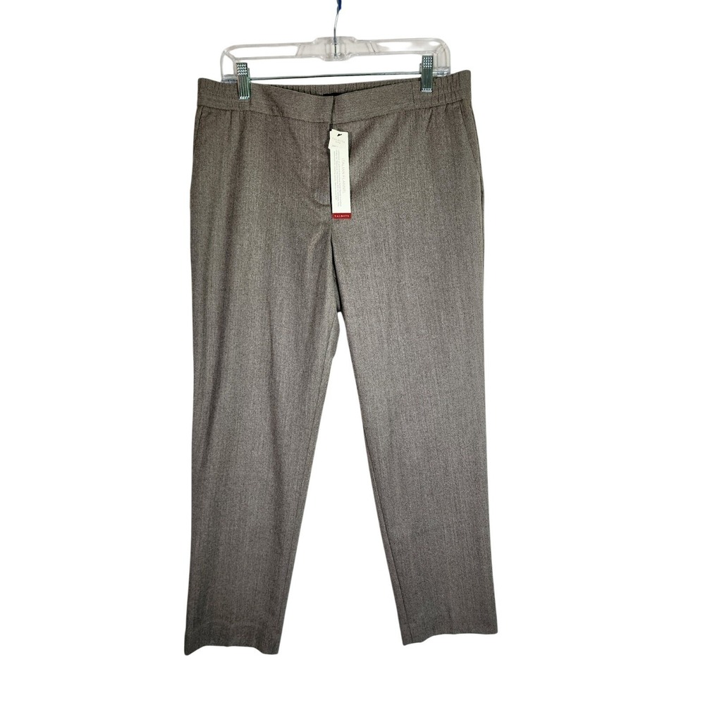 Talbots NWT 10P Italian Flannel Wool Dress Pants Brown Career Capsule Workwear